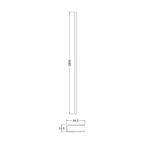 [BEBS036] 1850 Wetroom Wall Channel Pewter - Technical Drawing