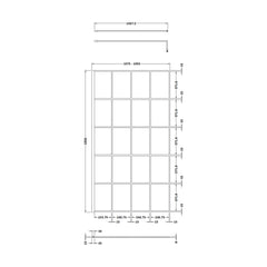 [BEBS110] Werrington 8mm Toughened Safety Glass Black Framed Wetroom Screen, H: 1950mm - Choice of Size - Technical Drawing
