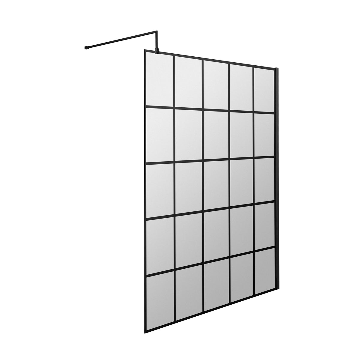 [BEBS140] Balterley 8mm Toughened Safety Glass Black Framed Wetroom Screen - 760mm - Cutout