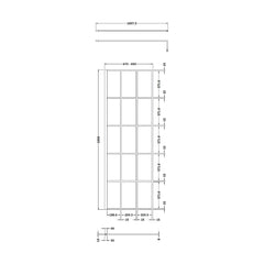 [BEBS700] Werrington 8mm Toughened Safety Glass Black Framed Wetroom Screen, H: 1950mm - Choice of Size - Technical Drawing