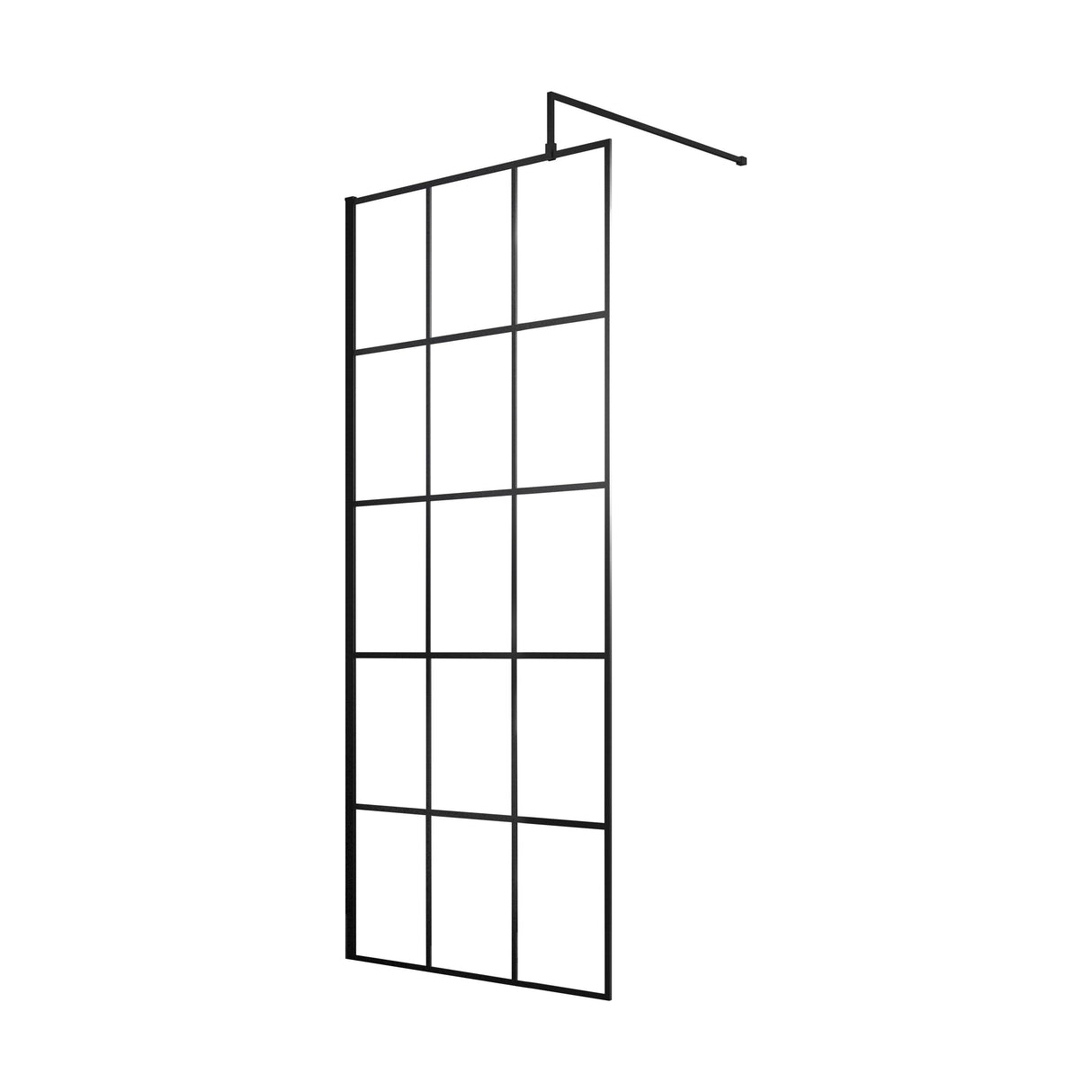 [BEBS800] Balterley 8mm Toughened Safety Glass Black Framed Wetroom Screen - 800mm - Cutout
