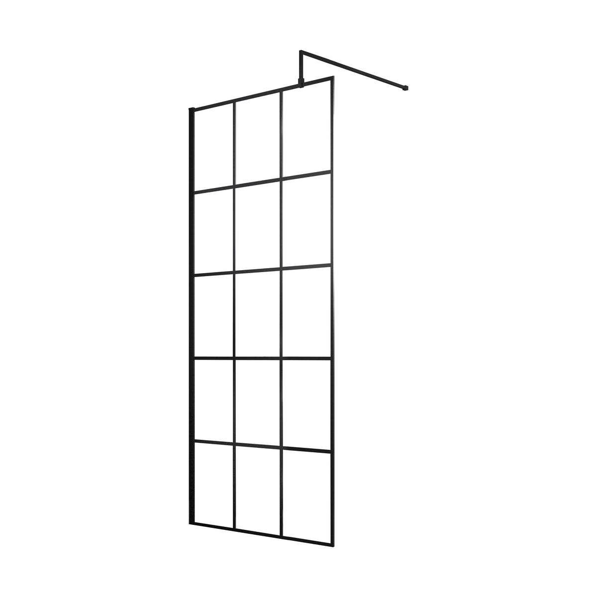 [BEBS800] Werrington 8mm Toughened Safety Glass Black Framed Wetroom Screen, H: 1950mm - Choice of Size - Cutout