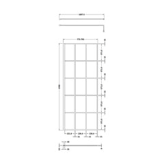 [BEBS800] Werrington 8mm Toughened Safety Glass Black Framed Wetroom Screen, H: 1950mm - Choice of Size - Technical Drawing