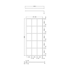 [BEBS900] Balterley 8mm Toughened Safety Glass Black Framed Wetroom Screen - 760mm - Technical Drawing