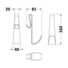 [BEC006] Enclosure Hook (Frameless) - Technical Drawing