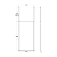 [BECP1000CP] Balterley Contemporary Bathroom 8mm Glass Profile Wetroom Screen with Ceiling Posts, Chrome, 1950 x 700 x 14mm - Technical Drawing