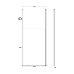 [BECP1200CP] Balterley Contemporary Bathroom 8mm Glass Profile Wetroom Screen with Ceiling Posts, Chrome, 1950 x 700 x 14mm - Technical Drawing
