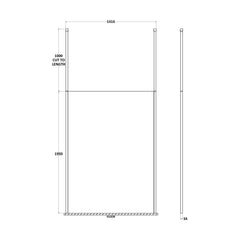 [BECP1400CP] Balterley Contemporary Bathroom 8mm Glass Profile Wetroom Screen with Ceiling Posts, Chrome, 1950 x 700 x 14mm - Technical Drawing