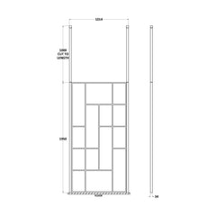[BECPB1000MB] Balterley Contemporary Bathroom Abstract Frame Design 8mm Glass Wetroom Screen with Ceiling Posts, 1950 x 750 x 60mm, Matt Black - Technical Drawing