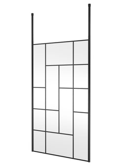 [BECPB1200MB] Balterley Contemporary Bathroom Abstract Frame Design 8mm Glass Wetroom Screen with Ceiling Posts, 1950 x 750 x 60mm, Matt Black - Cutout