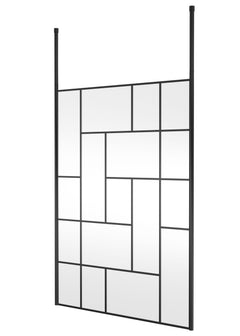 [BECPB1400MB] Balterley Contemporary Bathroom Abstract Frame Design 8mm Glass Wetroom Screen with Ceiling Posts, 1950 x 750 x 60mm, Matt Black - Cutout