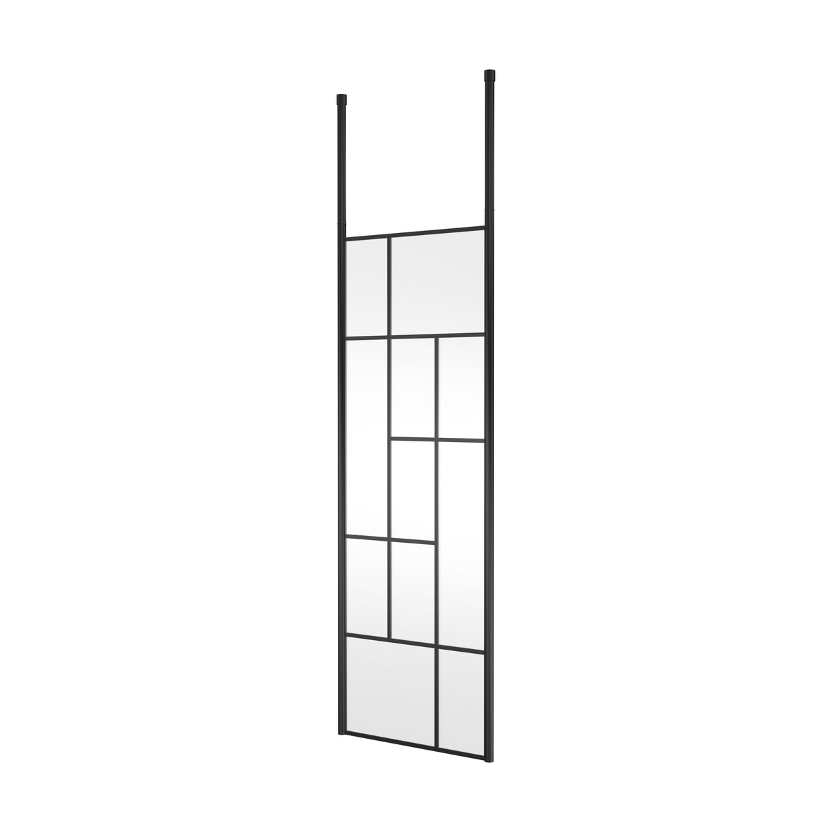 [BECPB700MB] Balterley Contemporary Bathroom Abstract Frame Design 8mm Glass Wetroom Screen with Ceiling Posts, 1950 x 750 x 60mm, Matt Black - Cutout