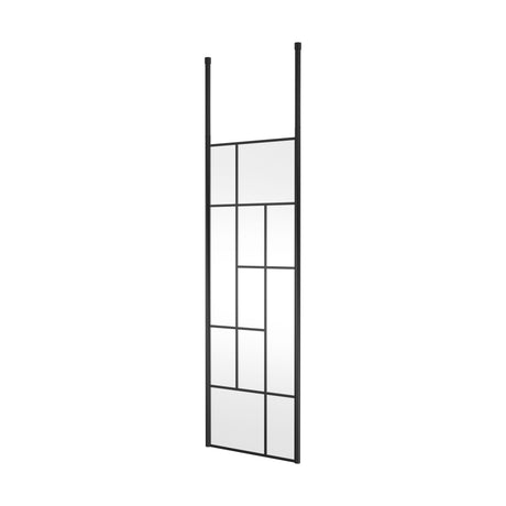 [BECPB700MB] Balterley Contemporary Bathroom Abstract Frame Design 8mm Glass Wetroom Screen with Ceiling Posts, 1950 x 750 x 60mm, Matt Black - Cutout