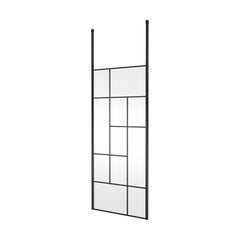 [BECPB900MB] Balterley Contemporary Bathroom Abstract Frame Design 8mm Glass Wetroom Screen with Ceiling Posts, 1950 x 750 x 60mm, Matt Black - Cutout