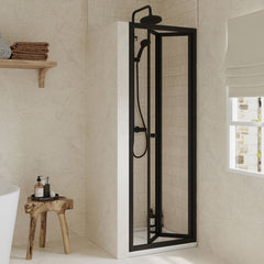 [BEETBD70BP] Almington 4mm Toughened Safety Glass Bi-Fold Shower Door, H: 1900mm, Choice of Size and Colour - Lifestyle 1
