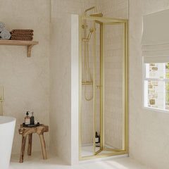 [BEETBD76BB] Almington 4mm Toughened Safety Glass Bi-Fold Shower Door, H: 1900mm, Choice of Size and Colour - Lifestyle 1