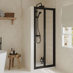 [BEETBD76BP] Almington 4mm Toughened Safety Glass Bi-Fold Shower Door, H: 1900mm, Choice of Size and Colour - Lifestyle 2