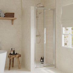 [BEETBD76] Almington 4mm Toughened Safety Glass Bi-Fold Shower Door, H: 1900mm, Choice of Size and Colour - Lifestyle 2