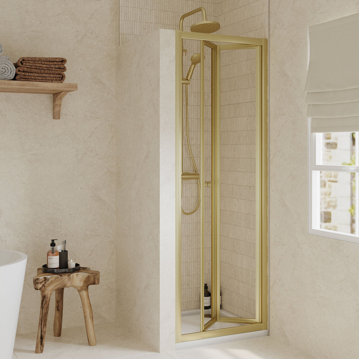 [BEETBD80BB] Almington 4mm Toughened Safety Glass Bi-Fold Shower Door, H: 1900mm, Choice of Size and Colour - Lifestyle 1