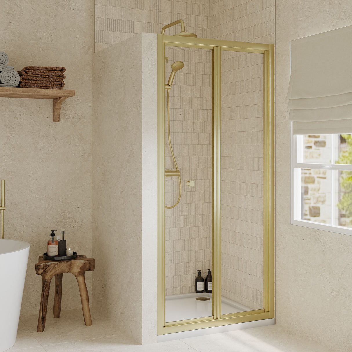 [BEETBD80BB] Almington 4mm Toughened Safety Glass Bi-Fold Shower Door, H: 1900mm, Choice of Size and Colour - Lifestyle 2
