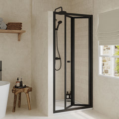 [BEETBD80BP] Almington 4mm Toughened Safety Glass Bi-Fold Shower Door, H: 1900mm, Choice of Size and Colour - Lifestyle 1