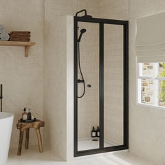 [BEETBD90BP] Almington 4mm Toughened Safety Glass Bi-Fold Shower Door, H: 1900mm, Choice of Size and Colour - Lifestyle 2