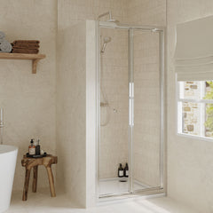 [BEETBD90] Almington 4mm Toughened Safety Glass Bi-Fold Shower Door, H: 1900mm, Choice of Size and Colour - Lifestyle 2