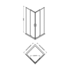 [BEETCE80] 1900 x 800mm Corner Entry - Technical Drawing