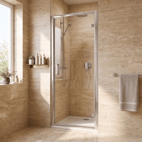 [BEETHD70] Hinged Shower Door 1900mm High - Choice of Size and Colour - Studio Shot