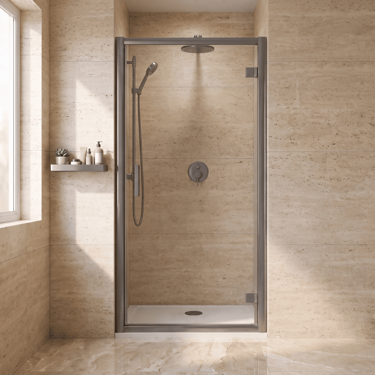 [BEETHD80GM] Hinged Shower Door 1900mm High - Choice of Size and Colour - Studio Shot