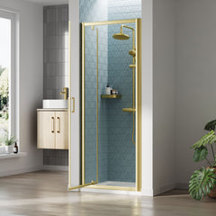 [BEETPD76BB] Almington 6mm Toughened Safety Glass Reversible Pivot Shower Door - H: 1900mm - Choice of Size and Profile Finish - Lifestyle 2