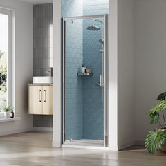 [BEETPD76] Almington 6mm Toughened Safety Glass Reversible Pivot Shower Door - H: 1900mm - Choice of Size and Profile Finish - Lifestyle 1