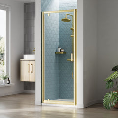 [BEETPD80BB] Almington 6mm Toughened Safety Glass Reversible Pivot Shower Door - H: 1900mm - Choice of Size and Profile Finish - Lifestyle 1