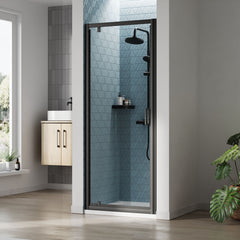 [BEETPD80BP] Almington 6mm Toughened Safety Glass Reversible Pivot Shower Door - H: 1900mm - Choice of Size and Profile Finish - Lifestyle 1