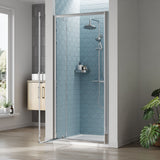 Almington 6mm Toughened Safety Glass Reversible Pivot Shower Door - H: 1900mm - Choice of Size and Profile Finish