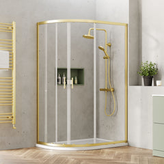 [BEETQ128BB] Almington 6mm Toughened Safety Glass Offset Quadrant Shower Enclosure - H: 1900mm - Choice of Profile Finish - Lifestyle 1