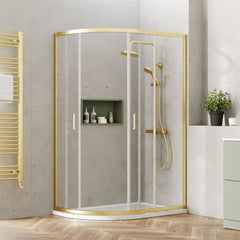 [BEETQ128BB] Almington 6mm Toughened Safety Glass Offset Quadrant Shower Enclosure - H: 1900mm - Choice of Profile Finish - Lifestyle 2