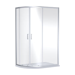 [BEETQ128] Almington 6mm Toughened Safety Glass Offset Quadrant Shower Enclosure - H: 1900mm - Choice of Profile Finish - Cutout