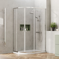 [BEETQ128] Almington 6mm Toughened Safety Glass Offset Quadrant Shower Enclosure - H: 1900mm - Choice of Profile Finish - Lifestyle 1