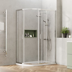 [BEETQ128] Almington 6mm Toughened Safety Glass Offset Quadrant Shower Enclosure - H: 1900mm - Choice of Profile Finish - Lifestyle 2
