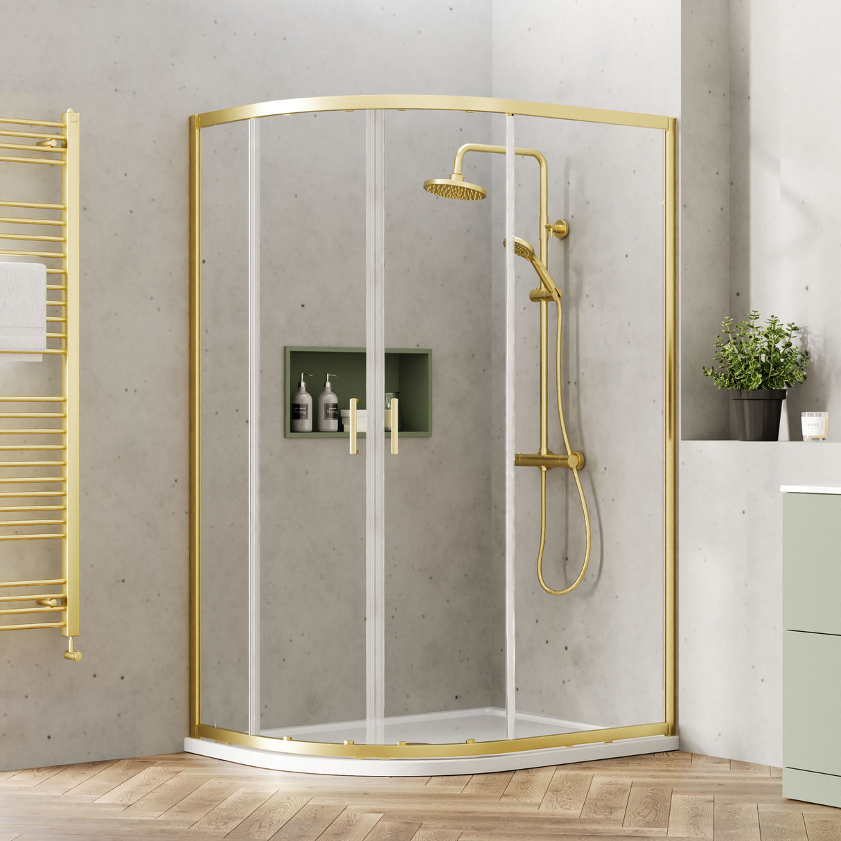 [BEETQ129BB] Almington 6mm Toughened Safety Glass Offset Quadrant Shower Enclosure - H: 1900mm - Choice of Profile Finish - Lifestyle 2