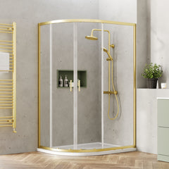 [BEETQ129BB] Almington 6mm Toughened Safety Glass Offset Quadrant Shower Enclosure - H: 1900mm - Choice of Profile Finish - Lifestyle 2