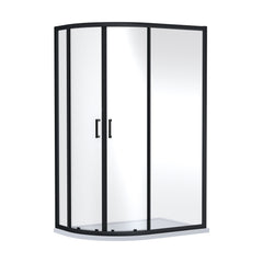 [BEETQ129BP] Almington 6mm Toughened Safety Glass Offset Quadrant Shower Enclosure - H: 1900mm - Choice of Profile Finish - Cutout