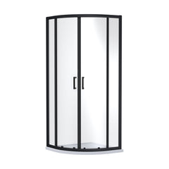 [BEETQ90BP] Almington 6mm Toughened Safety Glass Quadrant Shower Enclosure - H: 1900mm - Choice of Size and Profile Finish - Cutout