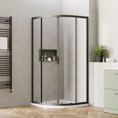 [BEETQ90BP] Almington 6mm Toughened Safety Glass Quadrant Shower Enclosure - H: 1900mm - Choice of Size and Profile Finish - Lifestyle 1