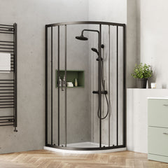 [BEETQ90BP] Almington 6mm Toughened Safety Glass Quadrant Shower Enclosure - H: 1900mm - Choice of Size and Profile Finish - Lifestyle 2