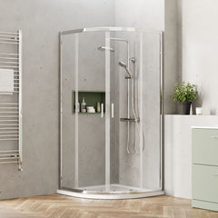 [BEETQ90] Almington 6mm Toughened Safety Glass Quadrant Shower Enclosure - H: 1900mm - Choice of Size and Profile Finish - Lifestyle 1