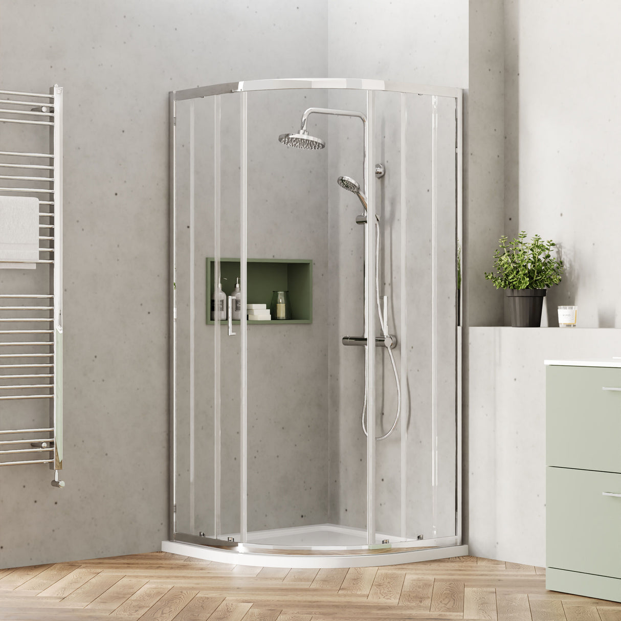 [BEETQ90] Almington 6mm Toughened Safety Glass Quadrant Shower Enclosure - H: 1900mm - Choice of Size and Profile Finish - Lifestyle 2