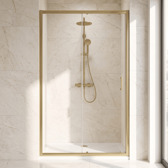 [BEETSL12BB] Almington 6mm Toughened Safety Glass Sliding Shower Door - H: 1900mm - Choice of Profile Finish - Silo