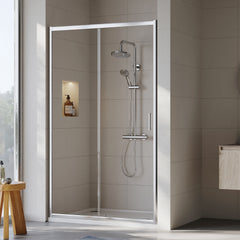 [BEETSL12] Almington 6mm Toughened Safety Glass Sliding Shower Door - H: 1900mm - Choice of Profile Finish - Lifestyle 1